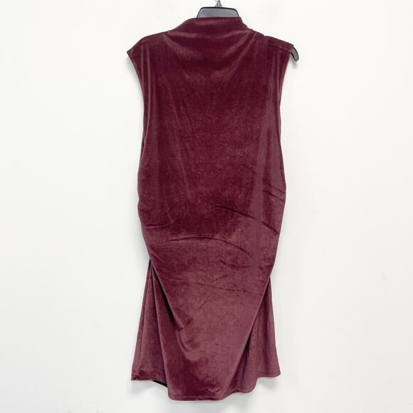 A New Day Women's Mini Velvet Ruched Dress Burgundy Size XL - Picture 3 of 6